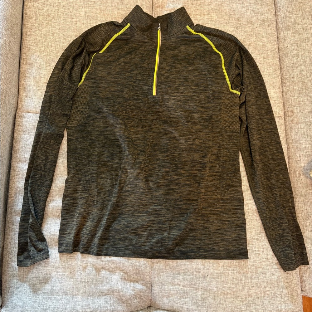 lululemon athletica Green with yellow detail quarter zip.